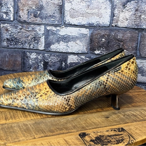 Nando Muzi Snake Leather Tan Black Pump 38 US 8 - Picture 3 of 11